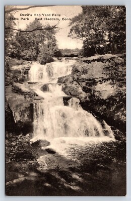 Postcard CT East Haddam Connecticut Devil's Hop Yard Falls State Park c1940s AW4