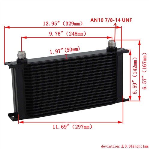 Universal 19 Row AN10 Oil Cooler Kit Relocation Adapter Bracket Kit Black - Picture 6 of 10