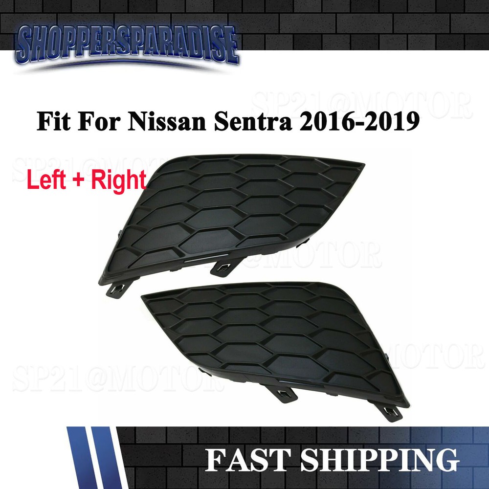 Front Bumper Insert Fog Light Cover Left+Right Fit For Nissan Sentra 2016-2019