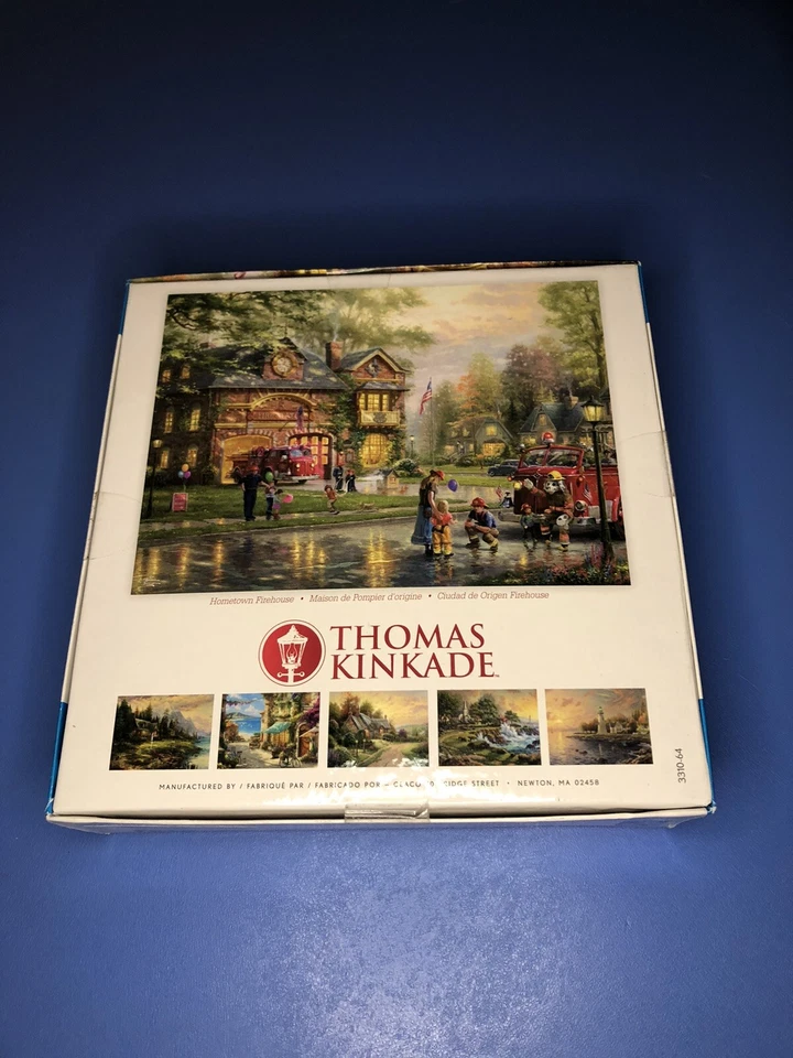 Thomas Kinkade 1000 piece Complete Puzzle Hometown Firehouse with Poster New - Image 2 of 4