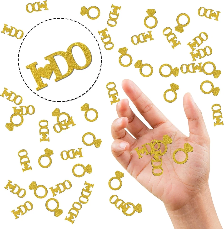 I Do Confeti Brillo Dorado, Confeti de Mesa de Boda, Dispersión de Papel de Compromiso, Br Foto 3 de 4