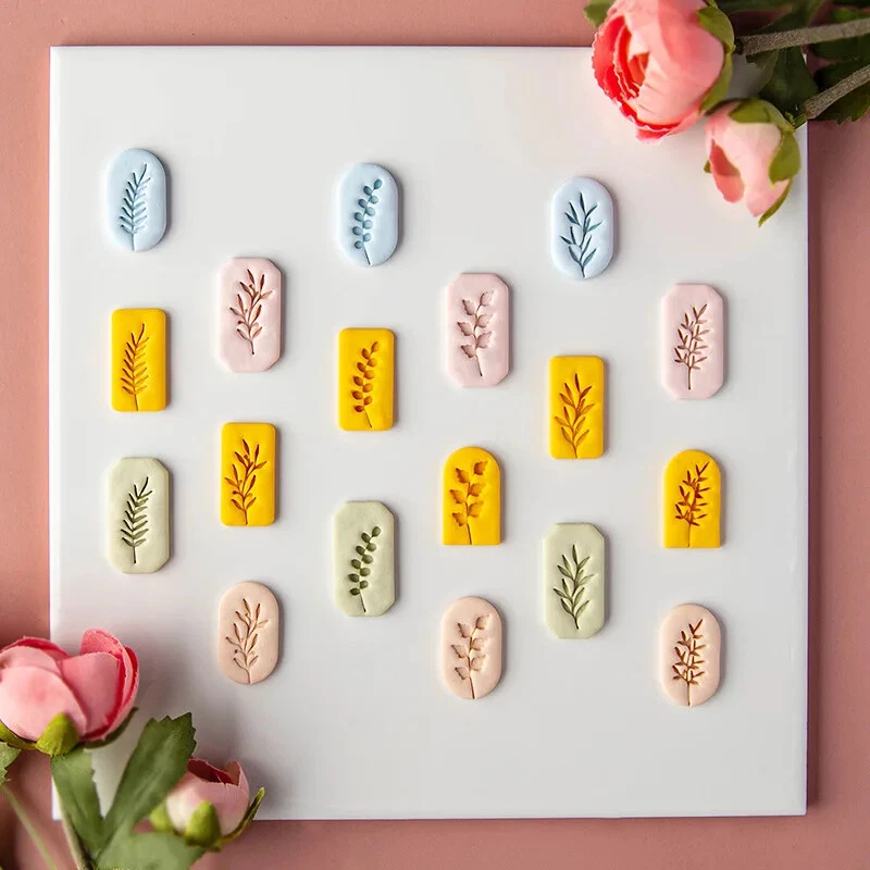 Molde de arcilla polimérica con patrón de hojas para estampar pendientes colgantes hágalo usted mismo 1 pieza Foto 2 de 4