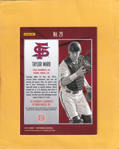 2015 Panini Contenders College Ticket Autographs #29 Taylor Ward NM-MT - Picture 2 of 2