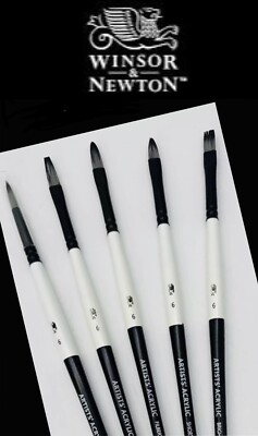 Künstlerpinsel - Winsor & Newton Acrylpinsel Set - 5 Pinsel mit langem Stiel
