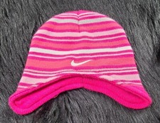 Nike Infant 0-6 month Pink Stripe Beanie SHIPPED PROMPTLY   