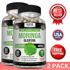  2 Pack Pure Moringa Oleifera 60ct Superfood Antioxidant Greens Supplement