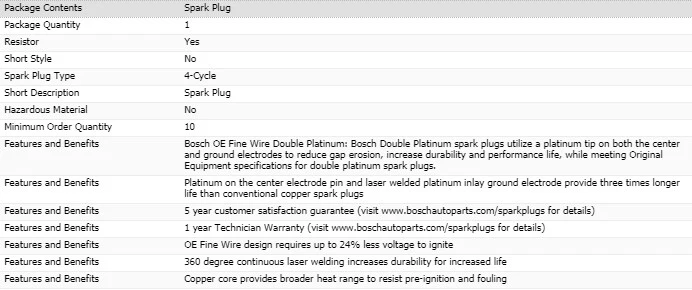 6 Spark Plugs Bosch Double Platinum For 2004 VOLKSWAGEN GOLF V6-3.2L - Image 4 of 4
