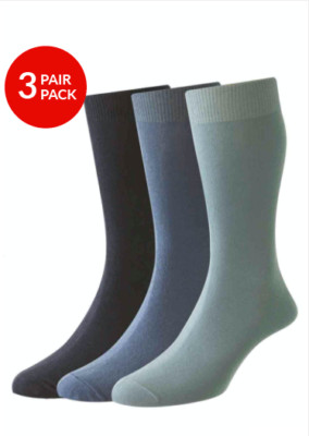 HJ Hall Cotton Rich 3x3er Pack Socken/Marineblau/Denim/Hellblau (9 Paar) 11/13 KING SIZE