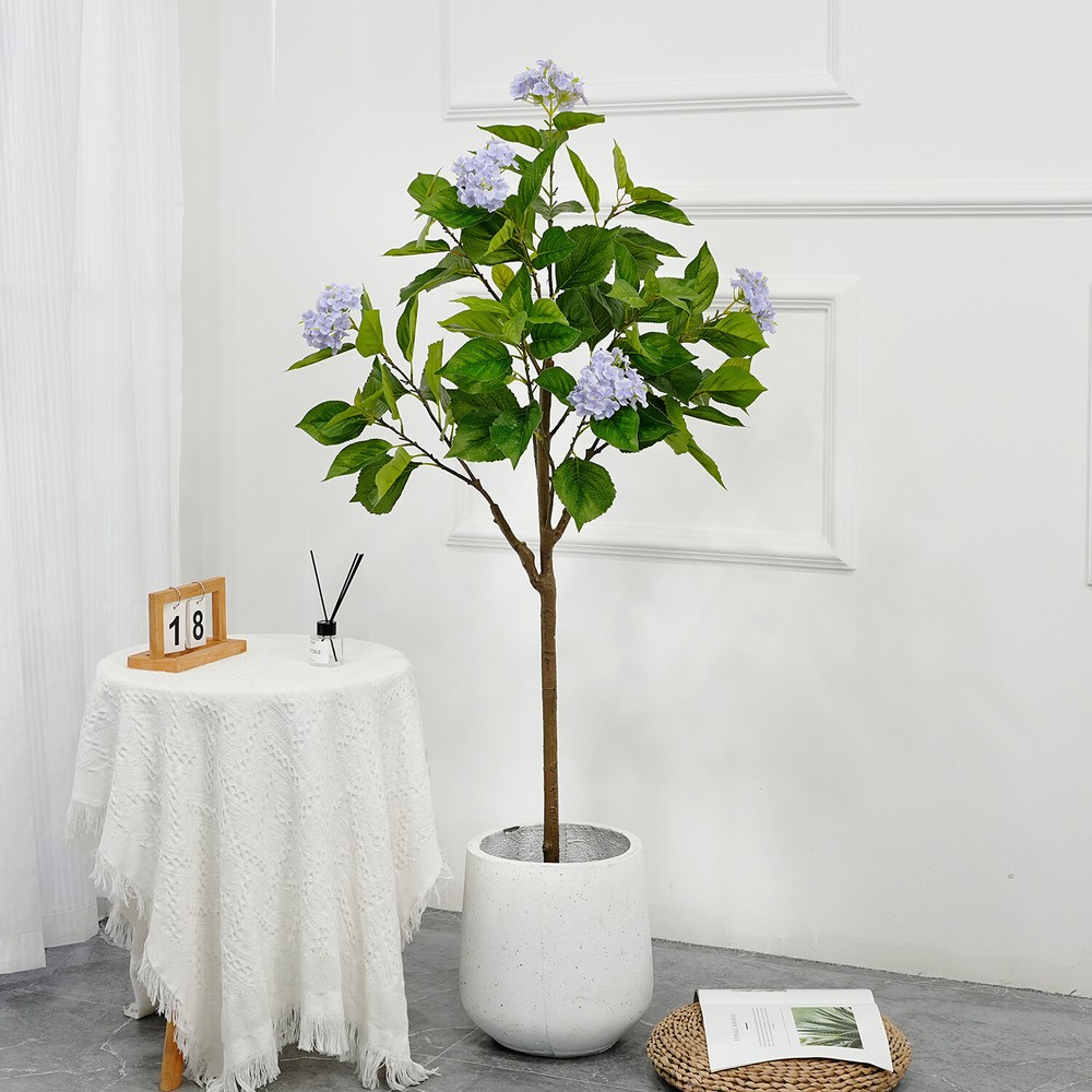 4ft 5ft Realistic Artificial Hydrangea Tree for Indoor Outdoor Home Decor