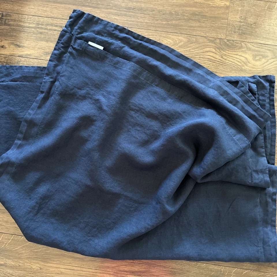 Restauración Hardware Azul Marino Lavado a la Piedra Belga Lino King Tumbona Falsa 42x30 Foto 3 de 4