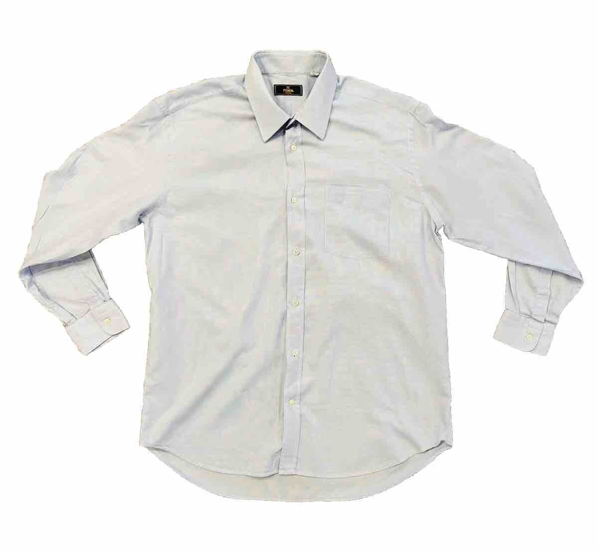 FENDI Dress Shirt Adult 17 34/35 Blue Button Down Casual Suit