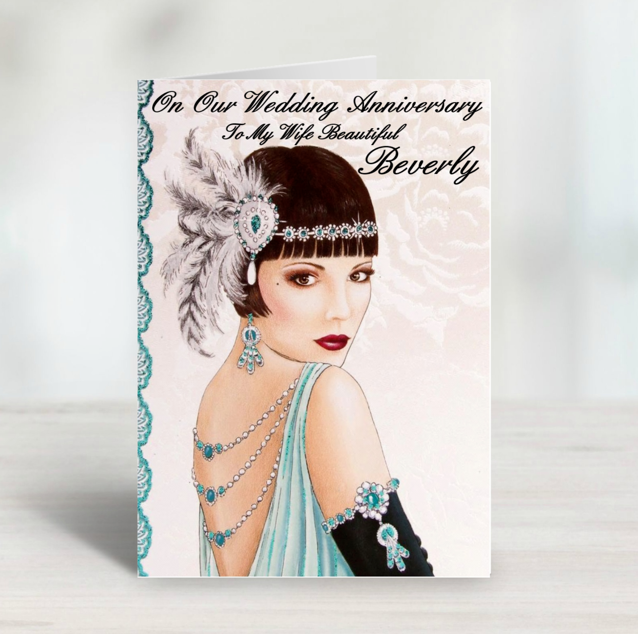 Personalised Wedding Anniversary Card Art Deco Wife Ladies On Our ...