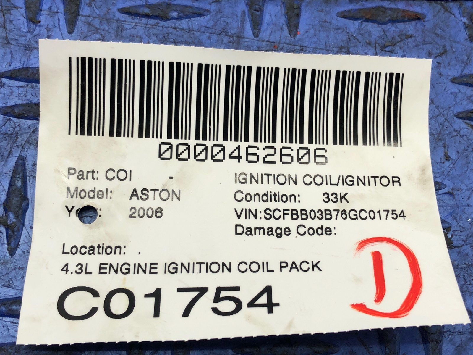 2006-2018 ASTON MARTIN VANTAGE V8 4.3L IGNITION COIL PACK SET OF 8 6G33-12A366