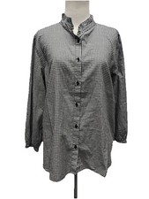 Orvis Women  s Size M Black White Check Long Sleeve Cotton Button Front Shirt