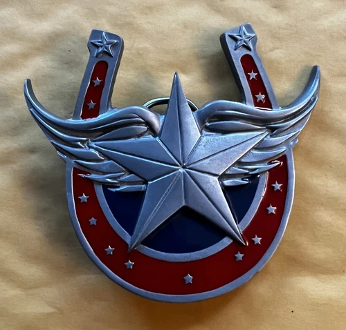 HORSESHOE MUSTACHE STAR BELT BUCKLE NEW APPROXIMATELY 3 3/4" X 3 3/8"