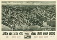 18" x 24" 1925 Birds eye map of Somers-Point 1925