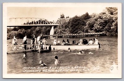 Motor Boat Excursion Leaving Johnson s Beach Guerneville CA California RPPC H3