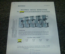 Multipress Models LA35 35-Ton Prensa Taller Servicio Reparación y Mantenimiento Manual