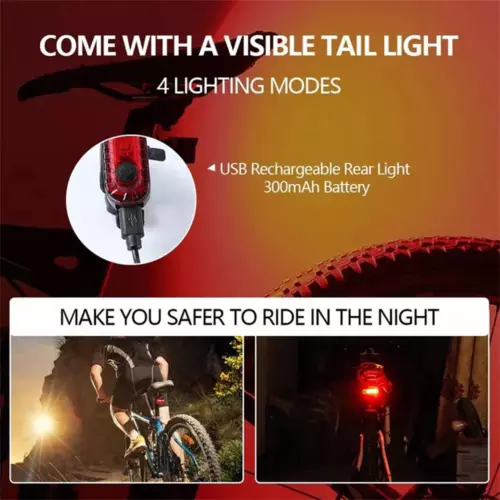 Luz de bicicleta Luz trasera Luz delantera USB recargable LED Lámpara de bicicleta Impermeable - Imagen 6 de 16