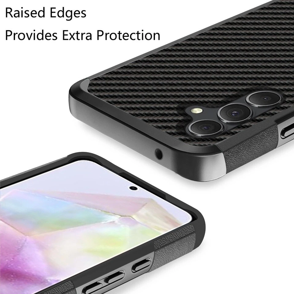 Funda de teléfono TPU de fibra de carbono para Samsung Galaxy A36 A56 5G + vidrio templado Foto 3 de 4