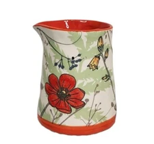 Ceramic Creamer Modern Floral Design by Transpac