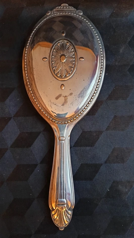 Ancien miroir face à main en métal argenté Saglier Frères et Cie  - Photo 2/4