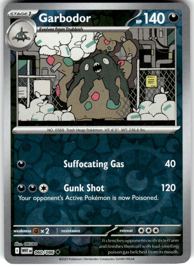 Garbodor 060/086 Uncommon White Flare Pokemon Reverse Holo NM/M