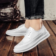 38-45 Carved Wing Tip Brogue Men Lace Up Thick Soled Formal Dress Business Shoes