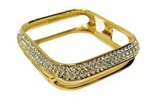 Custom 24k Gold Plated Case For Apple Watch 42 Series 10 Diamond Rhinestones