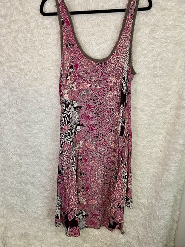 Free People Small Women's Mini Dress Multicolor Floral Sleeveless Beach Coastal - Picture 5 of 7