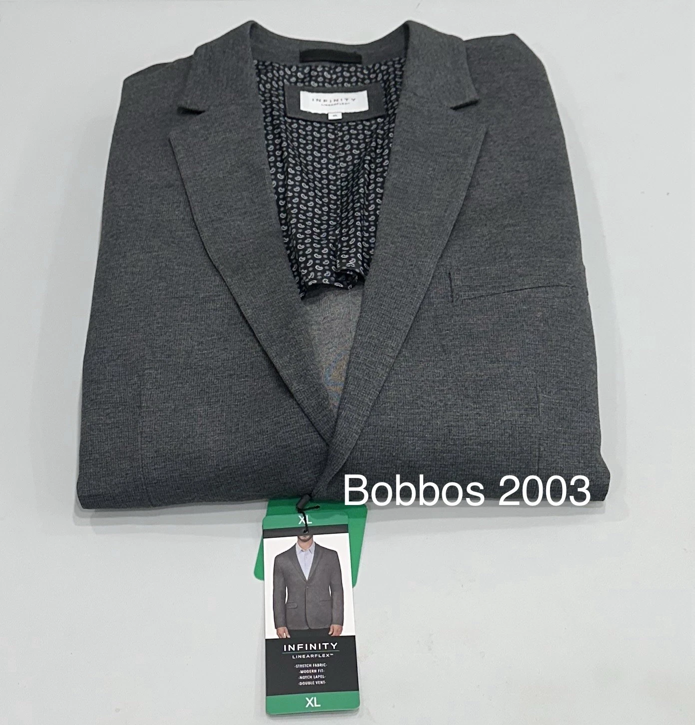 Infinity Linearflex Men's Modern Fit Stretch Fabric Blazer Jacket, Gray, XL
Opens in a new window or