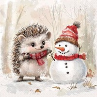 Weihnachten Servietten Lunch 33X33 3-Lagig 20 StüCk Igel Und Schneemann Spike An
