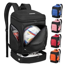 Soccer Backpack,Soccer Bag with Ball Holder, Includes Separate Cleat Shoe Black