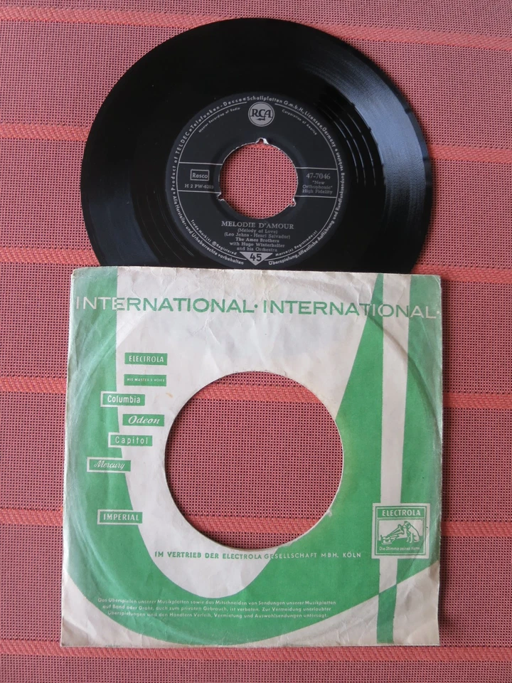 Single 7“ THE AMES BROTHERS –MELODIE D’AMOUR – Pop/Easy Listening 1957 - Bild 1 von 2