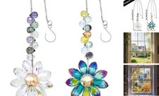 2PCS Crystal Sunflower Suncatchers for Windows Hanging, Sun Catcher Colorful