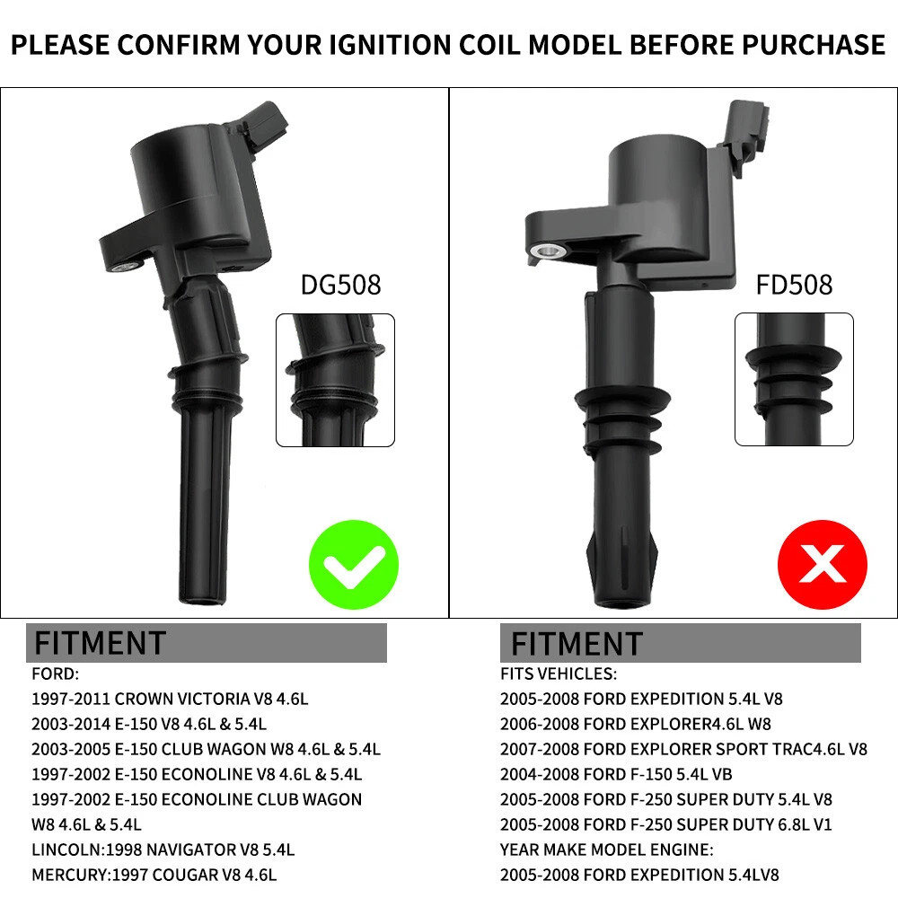 8PCS OEM Ignition Coils FOR Motorcraft DG508 For Ford F150 4.6L 5.4L 6.8L US