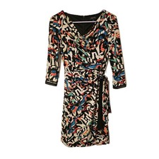 Tahari Arthur S. Levine Abstract Print Cowl Neck Sheath Dress - Size 4