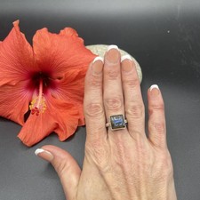 Stunning Sterling Silver Vintage 925 Abalone Shell Ring Beautiful B121