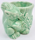 💯RARE Vintage Green Glaze McCoy Planter Squirrel Pot Vase Ceramic HTF