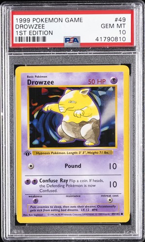 1999 POKEMON BASE SET 1ST EDITION #49 DROWZEE PSA 10