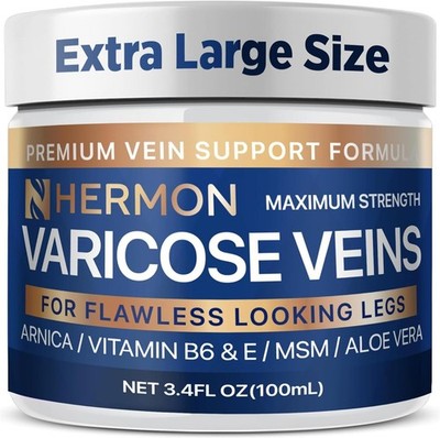 Hermon Varicose and Spider Veins Cream   Natural Formula to Improve Circulation