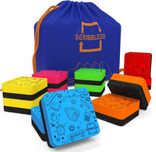 12 Pack Dry Erase Erasers Assorted Colors Magnetic Whiteboard Erasers for Kids a