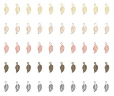 50 Pcs Leaf Beads Metal Small 1.4 x 0.6 cm Tree Leaves Pendants for Crafting ...