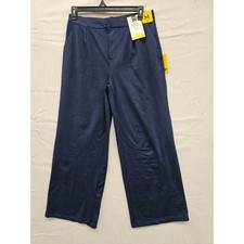Member's Mark Womens Wide Leg Trouser Blue Knit Stretch Pants Medium NWT