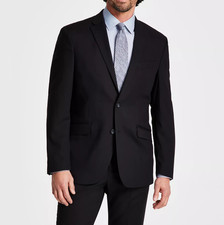 Kenneth Cole Mens Slim fit Suit Jacket Blazer 46 L Black Solid Stretch No Pants