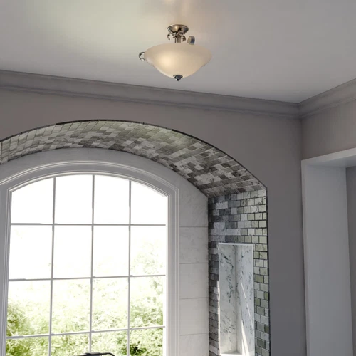 Monrovia 17-in. Semi Flush Ceiling Light or Pendant (Dual Mount) Brushed Nickel - Picture 5 of 6