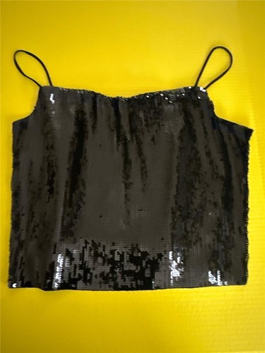Express 2 Stück schwarze Pailletten Überziehhose und passendes Tank Größe XL Neu mit Etikett - Bild 5 von 9