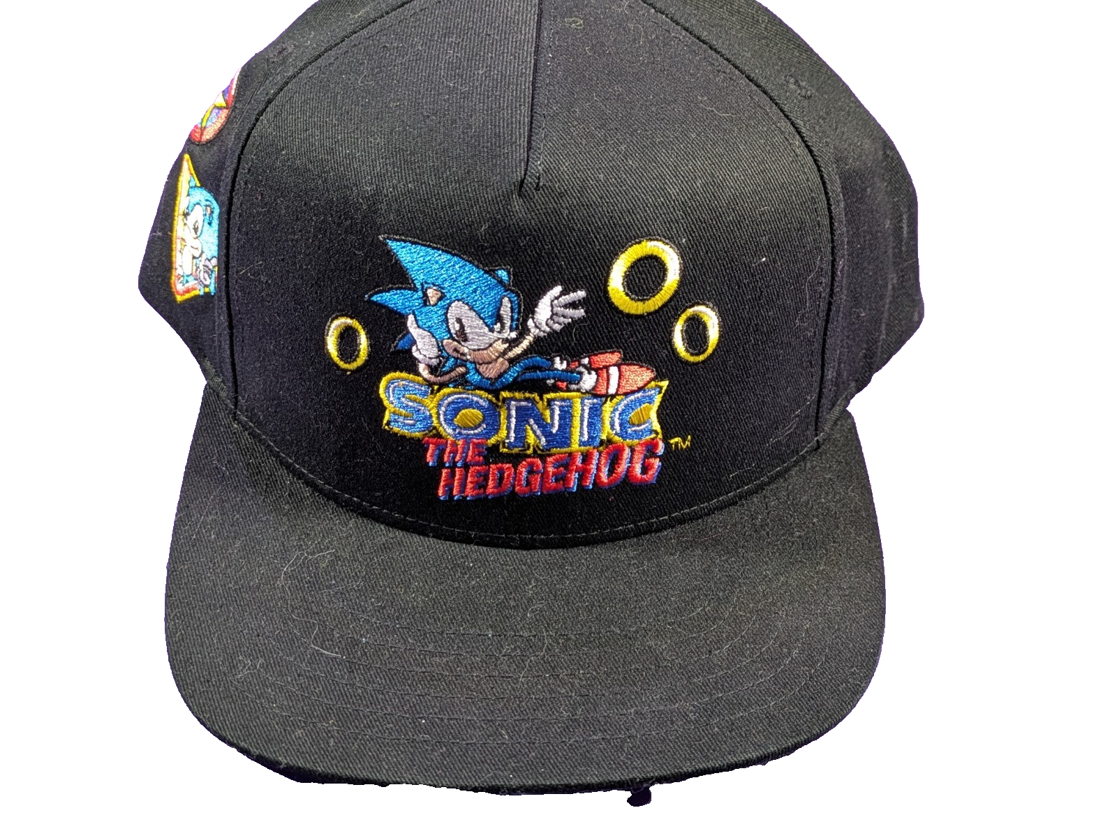 Sonic the Hedgehog Snapback Hat NWT Embroidered Running Sonic Black & Blue Cap