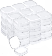 Plastic Beads Storage Containers - Mini Clear Square Box Empty Case with Lid