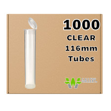 W Gallery 1000 Clear 116mm Pop Top Tubes - Airtight Smell Proof Containers
